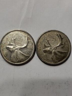 Canadian 1957 25 Cents Moose Design - Set Of 2